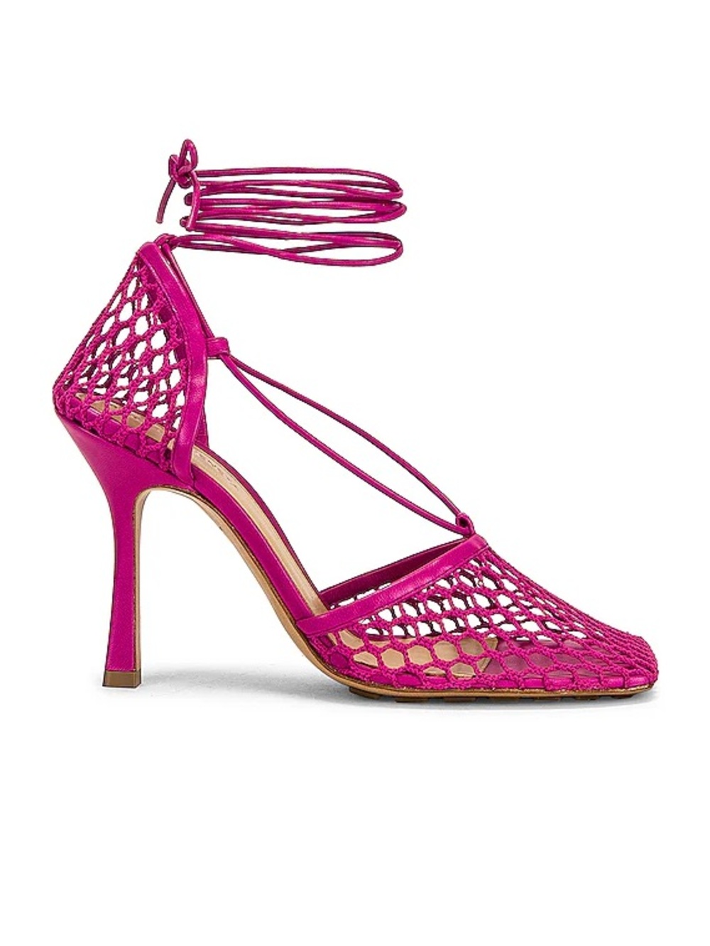 Brand New Bottega Veneta Fuchsia Mesh Stiletto Sandals